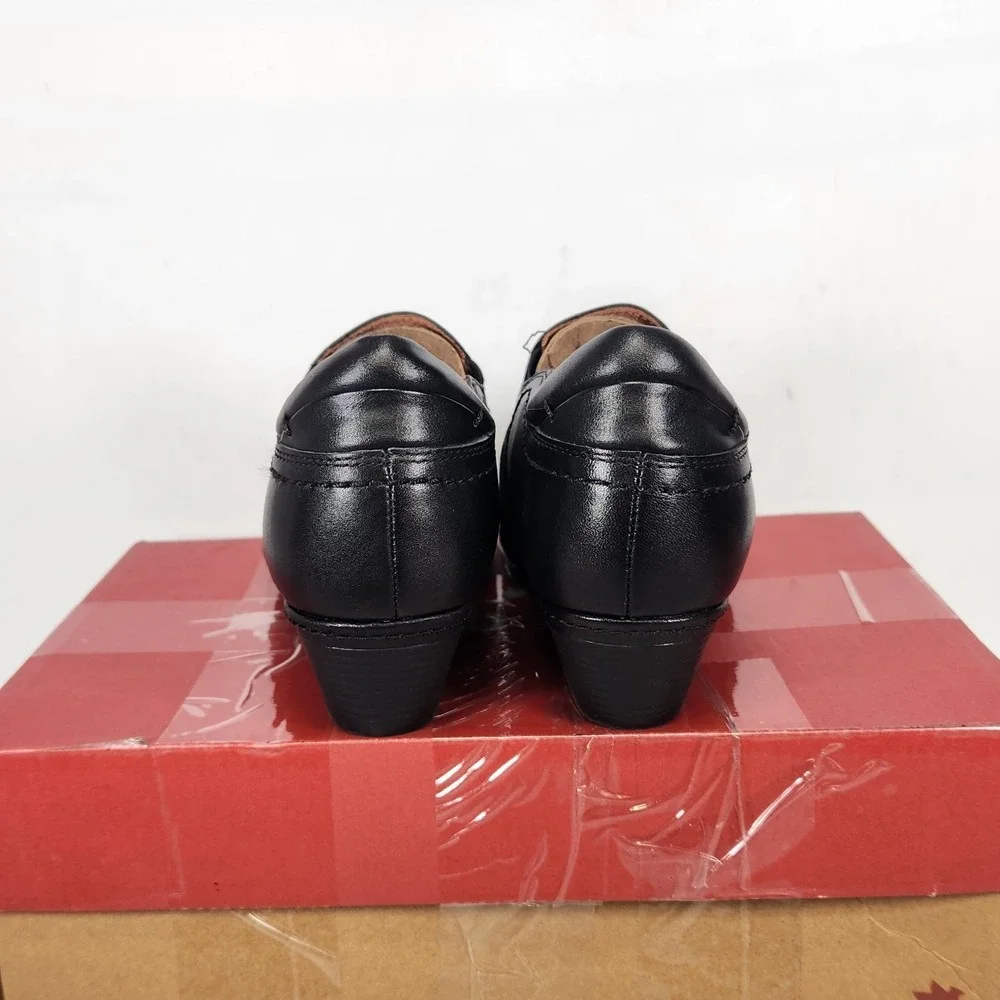 Cobb Hill Laurel Slip On Womens Size 7 Black Leather Comfort Block Heel Loafer